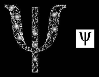 Parlak Net Psi Yunan Küçük Harf Izgara Simgesi Parıldıyor