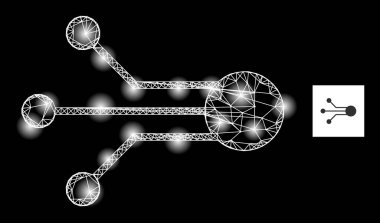 Parlak Ağ Algılayıcı Işık Noktaları ile Ağ Simgesini Bağlıyor