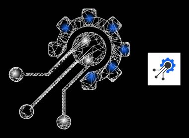 Parlak Ağ Algılayıcı İşaretli Işık Lekeli Ağ Simgesi