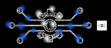 Parlak Net Çözüm Çarkı Parlak Benekli Ağ Simgesi