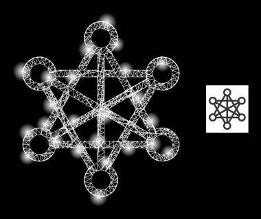 Parlak Yumurtadan Çıkan Yıldız Ağı Işık Noktaları ile Ağ Simgesi