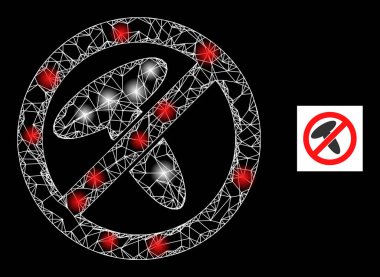 Parlak Ağ Durdur Mantar Izgara Simgesi Işık Noktaları