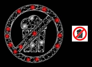 Parlak Ağ Patlamış Mısırı Durdur Parıltılı Izgara Simgesi