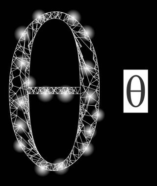 Parlak Net Tetta Yunan Küçük Harf Izgara Simgesi Parlak Benekli