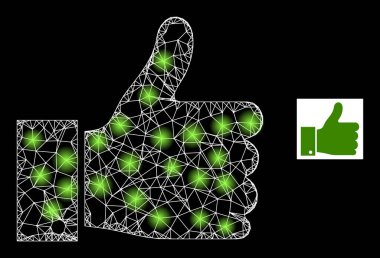 Işık Noktaları ile Parlak Net Başparmak Yukarı Ağ Simgesi