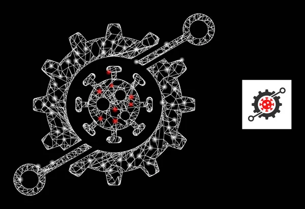 Icono de malla de nanobot de red brillante con nodos de constelación — Archivo Imágenes Vectoriales