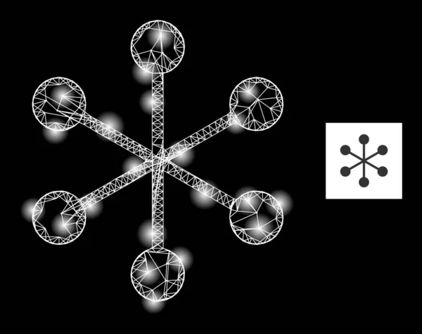 Bright Network Net Structure Mesh Icon with Lightspots — Stock vektor