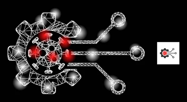 輝度ネットワークウイルス工学メッシュアイコンと星座ノード — ストックベクタ