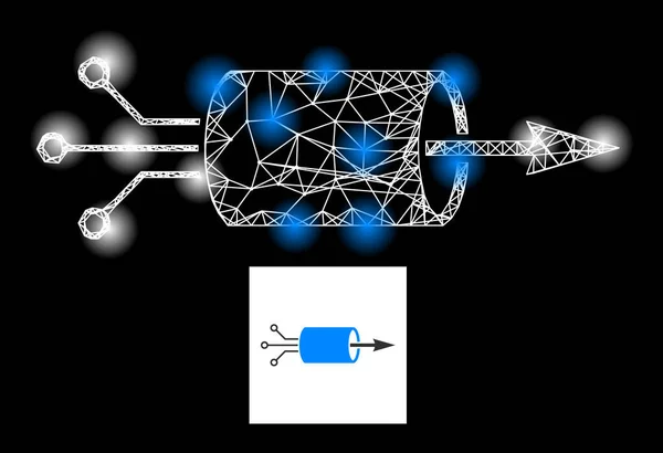 Icône de maille d'intégration VPN nette lumineuse avec étincelles — Image vectorielle