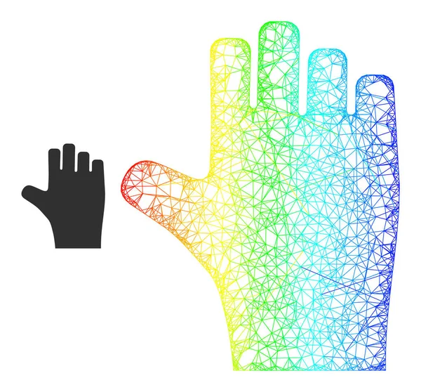 Icono de malla web de mano de votación eclosionada con gradiente de arco iris — Vector de stock