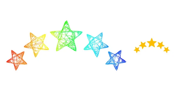 Calificación neta de estrellas Icono de malla con gradiente de arco iris — Vector de stock