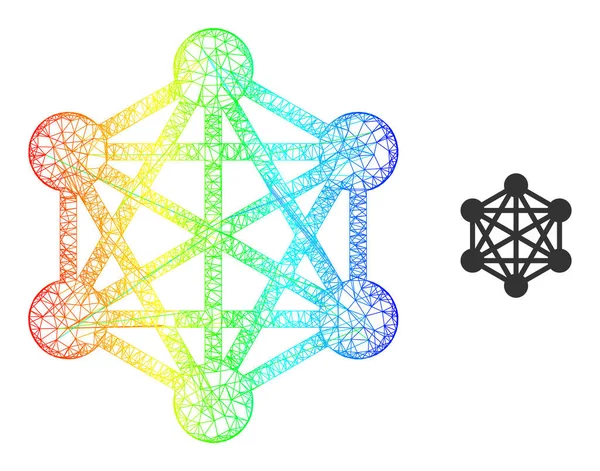 Hatched Network Web Mesh Icon with Spectrum Gradient — 스톡 벡터