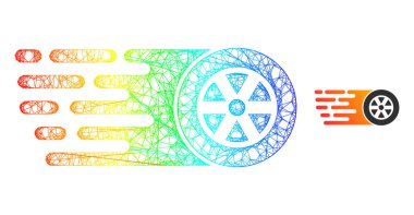 Hatched Rush Wheel Mesh Icon with Rainbow Gradient