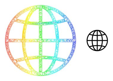 Hatched Globe Web Mesh Icon with Spectrum Gradient