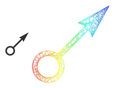 Net Point Direction Web Mesh Icon with Rainbow Gradient