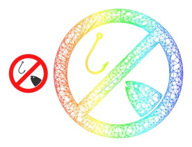 Network Forbidden Fishing Mesh Icon with Rainbow Gradient