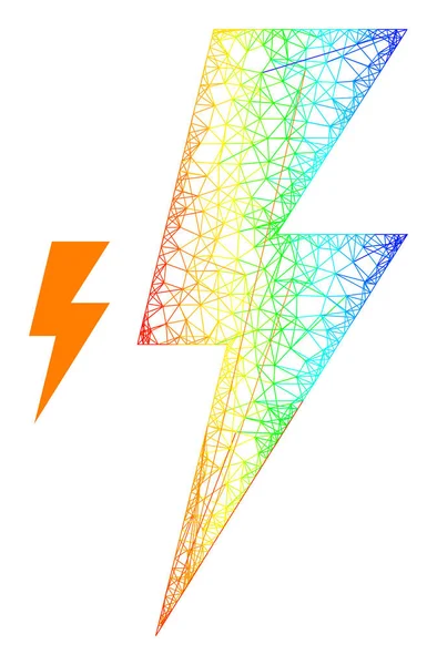 Network Electric Spark Web Mesh Icon with Spectrum Gradient — Stockvektor