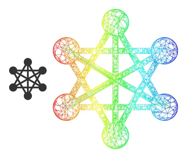 Net Network Links Mesh Icon with Spectrum Gradient — ストックベクタ