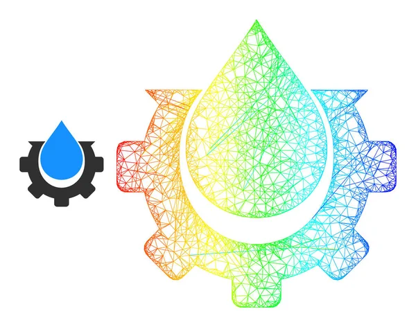 Net Water Production Mesh Icon with Spectral Gradient — Stok Vektör