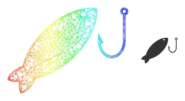 Net Fishing Web Mesh Icon with Rainbow Gradient — Stockvektor