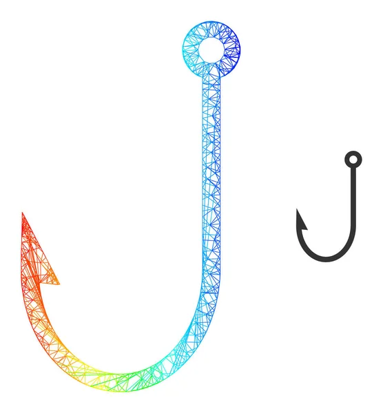 Hatched Fish Hook Web Mesh Icon with Spectrum Gradient — Stockvektor