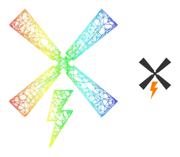 Hatched Wind Electric Generation Web Mesh Icon with Spectral Gradient — 图库矢量图片