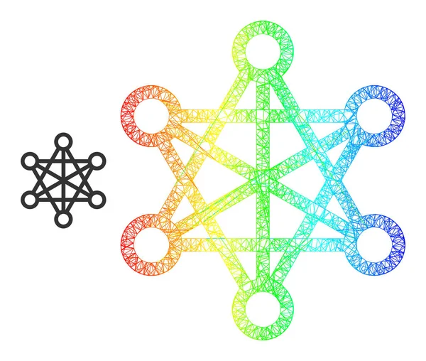 Network Star Network Mesh Icon with Spectral Gradient — 스톡 벡터