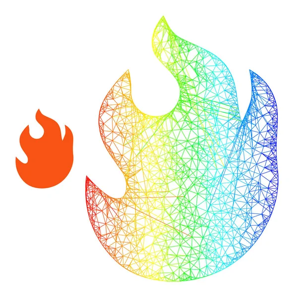 Net Fire Web Mesh Icon with Spectrum Gradient — стоковый вектор