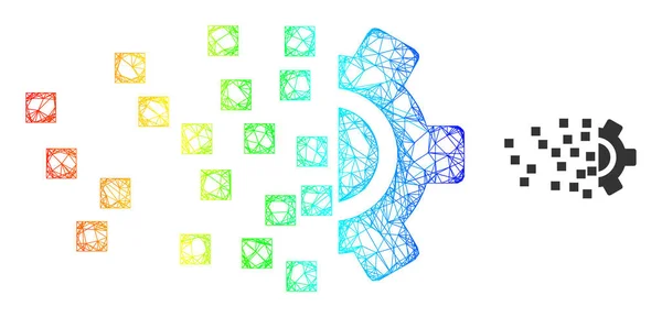 Network Synthesis Gear Web Mesh Icon with Rainbow Gradient — Archivo Imágenes Vectoriales