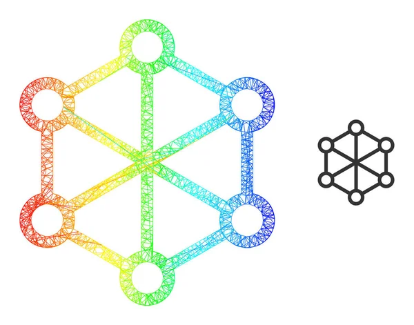 Icono de malla de nodos netos de red con gradiente de espectro — Vector de stock