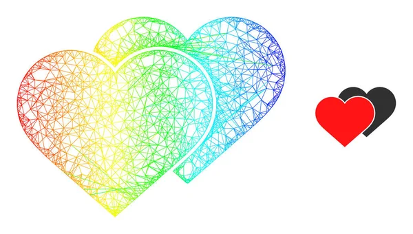 Hatched Love Shadow Web Mesh Icon with Spectral Gradient — Stockvektor