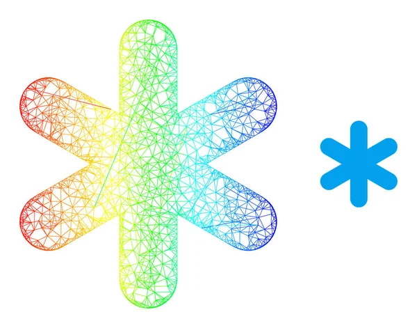 Network Snowflake Web Mesh Icon with Spectrum Gradient — Vetor de Stock