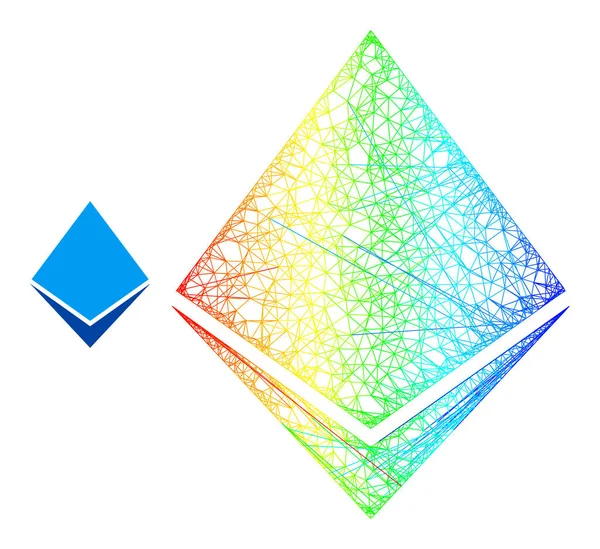 Network Ethereum Crystal Web Mesh Icon with Spectral Gradient — Archivo Imágenes Vectoriales