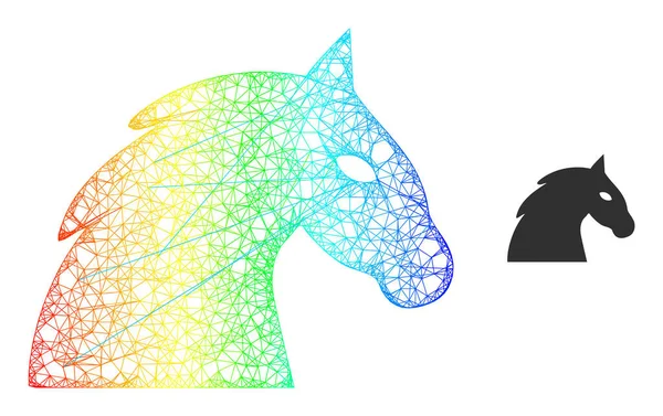 Network Horse Head Web Mesh Icon with Spectral Gradient — Wektor stockowy