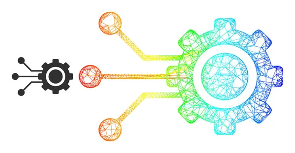 Network Gear Connectors Mesh Icon with Rainbow Gradient — Stockvektor