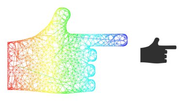 Net Index Finger Web Mesh Icon with Spectrum Gradient