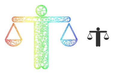 Hatched Judge Balance Web Mesh Icon with Spectrum Gradient