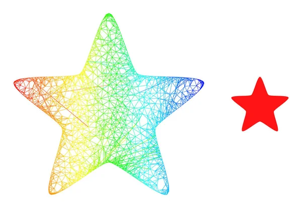 Network Red Star Web Mesh Icon with Spectrum Gradient — Vetor de Stock