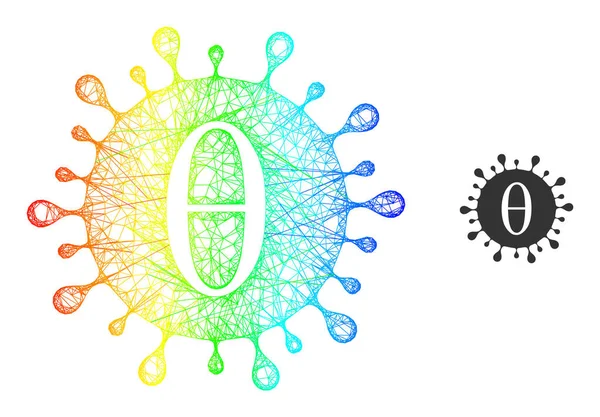 Icono de malla de virus covid Net Tetta con gradiente de arco iris — Archivo Imágenes Vectoriales