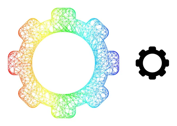 Network Gearwheel Web Mesh Icon with Spectral Gradient — Stockvector