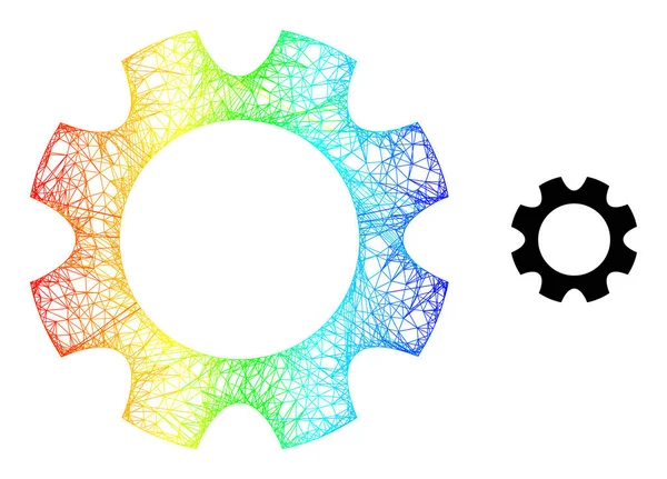 Net Gearwheel Web Mesh Icon with Spectrum Gradient — Stok Vektör