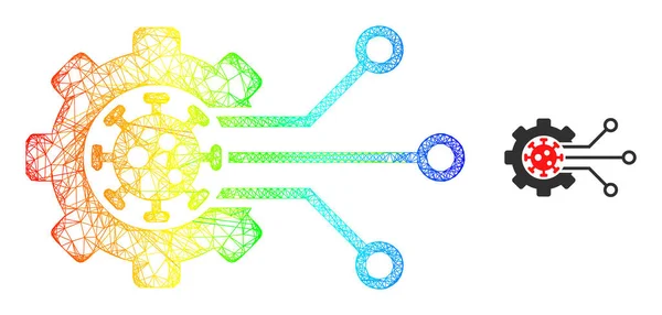 Net Virus Engineering Web Mesh Icon with Spectral Gradient — Archivo Imágenes Vectoriales