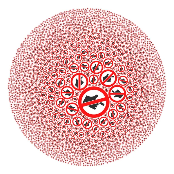 İşaret Parmağı Simgesi Yuvarlak Küre Mozaiğini Durdur — Stok Vektör