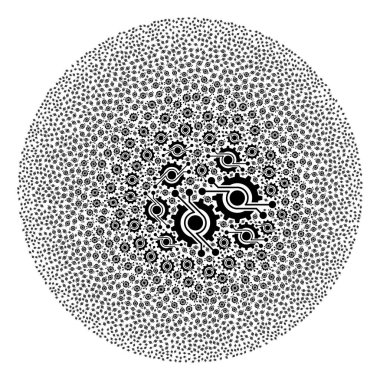 Gear Elektronik Bileşen Simge Küresel Kabarcık Kolajı