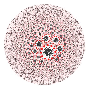 Coronavirus Kırmızı Bölge Simge Küre Kolajı