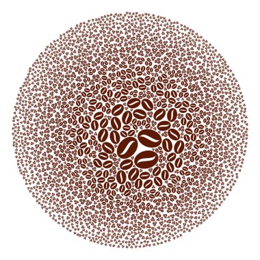 Kahve Taneleri Simgesi Küresel Küre Kolajı