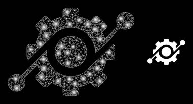 Akıllı Makine Simgesi - Işık Noktaları ile Kablo Ağı