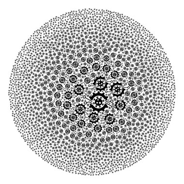 Virüs Elektronik Gear Simgesi Yuvarlak Küresel Kolajı