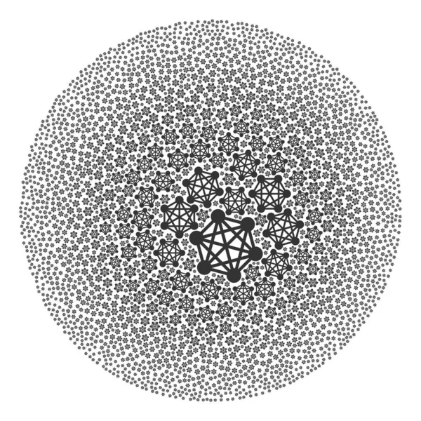 Nätverksikonens runda klusterkollage — Stock vektor