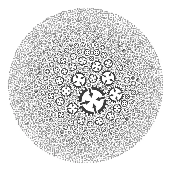 Gear Center ikon Gömb Globula mozaik — Stock Vector